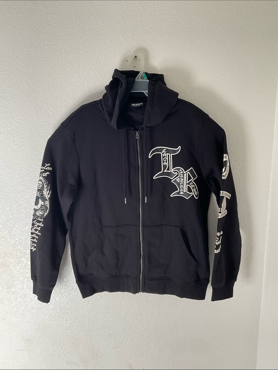 True Religion Other - True Religion Men’s Black Graphic Zip-Up Hoodie Size XL